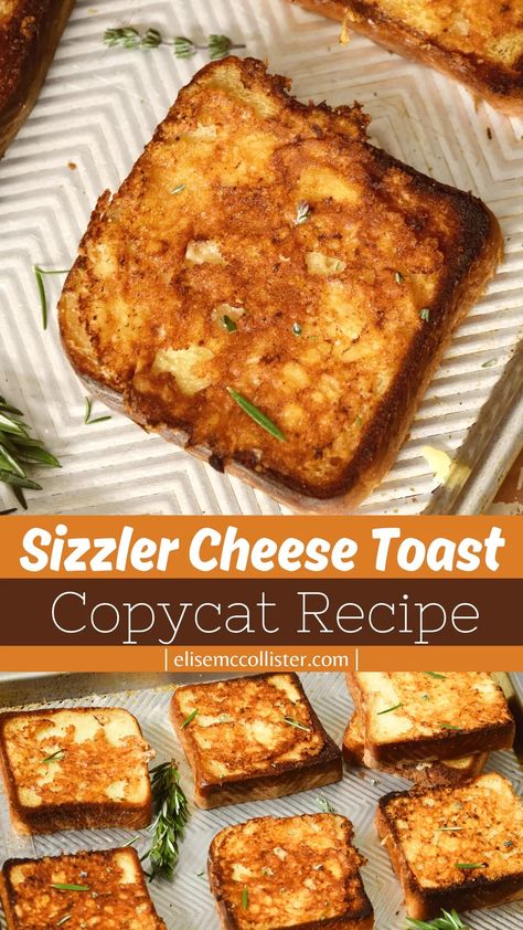 Sizzler Cheese Toast Copycat Recipe Cream Cheese Toast Recipes, Baked Cheese Bread, Cheesy Toast Bread, Recipes With Texas Toast Bread, Bread With Cheese Inside, Recipe With Bread Slices, Texas Toast Ideas, Toasted Cheese Sandwich Recipes, Copycat Snack Recipes