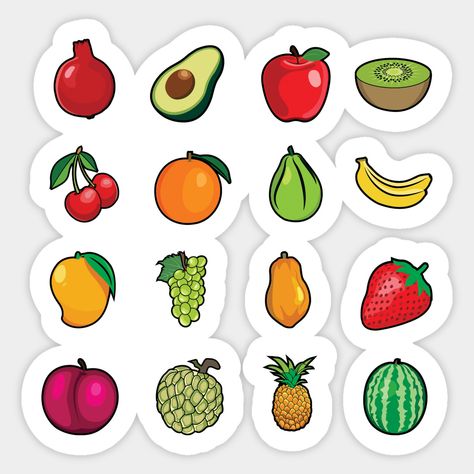 Fruits Stickers Printable, Fruit Stickers Printable, Fruit Stickers Aesthetic, Healthy Food Stickers, Cute Fruit Stickers, Fruits Printable, Vegetable Stickers, Fruits Stickers, Stickers Fruit