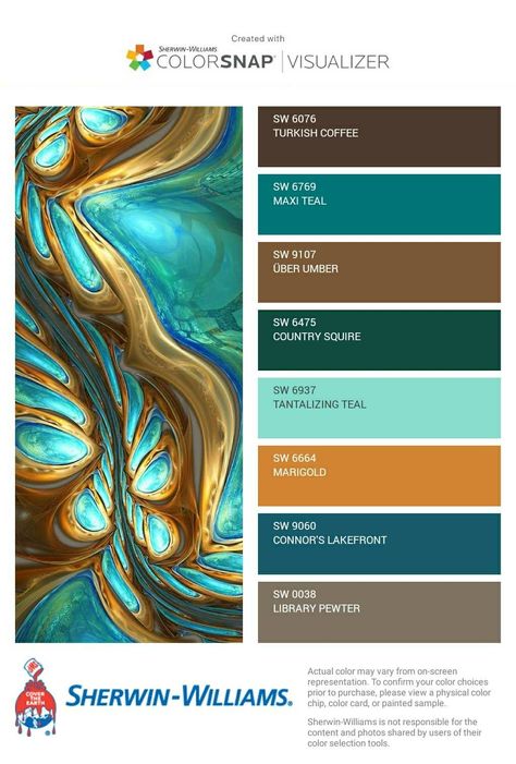 Caribbean Color Scheme, Turquoise Gold Color Palette, Verdigris Color Palette, Patina Color Palette, Teal And Copper Color Palette, Color Palette Dining Room, Dining Room Elegant, Turquoise Color Combinations, Best Greige Paint