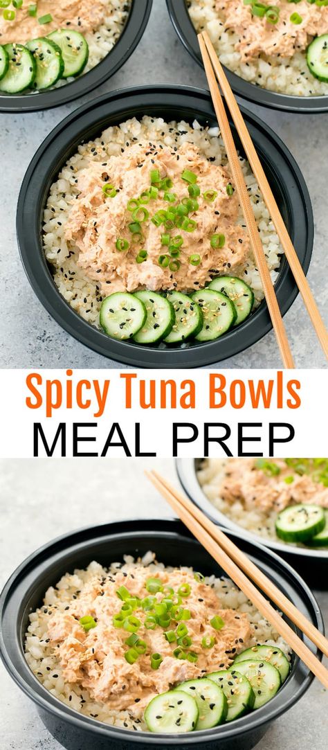 Tuna Bowls, Tuna Rice, Healthy Lunch Meal Prep, Spicy Tuna, Easy Healthy Meal Prep, Prepped Lunches, Lunch Recipes Healthy, Lunch Meal Prep, Health Dinner Recipes