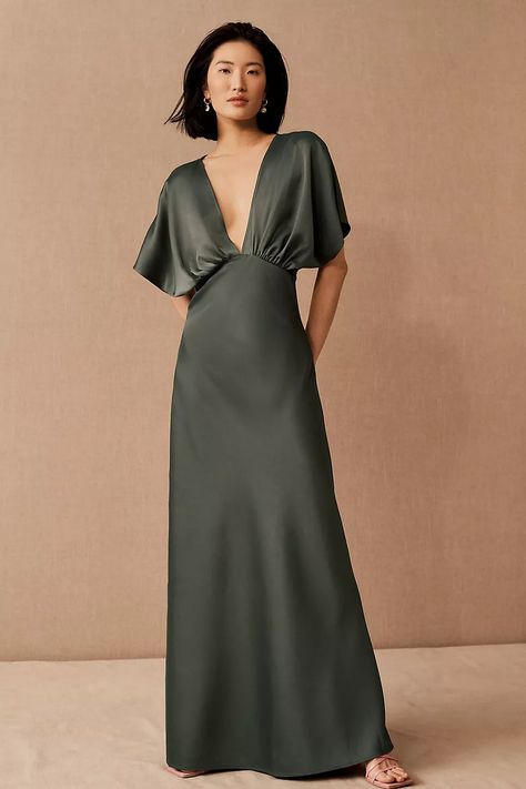 Bhldn Bridesmaid, Charmeuse Dress, Bhldn Dresses, Dress Drape, Satin Gown, Satin Maxi, Satin Maxi Dress, A Line Gown, Flowy Skirt