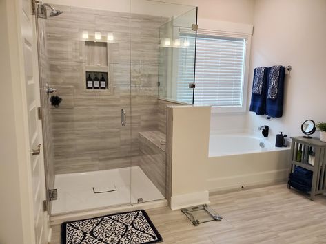 Small Master Bath With Separate Shower And Tub, Bathroom Separate Toilet And Tub, Walkthrough Bathroom, Bathroom Shower And Bath Seperate, Shower Connected To Bathtub, Masterbath Ideas 2023, Simple Master Bath, Master Bath Seperate Toilet, Add Master Bath And Closet