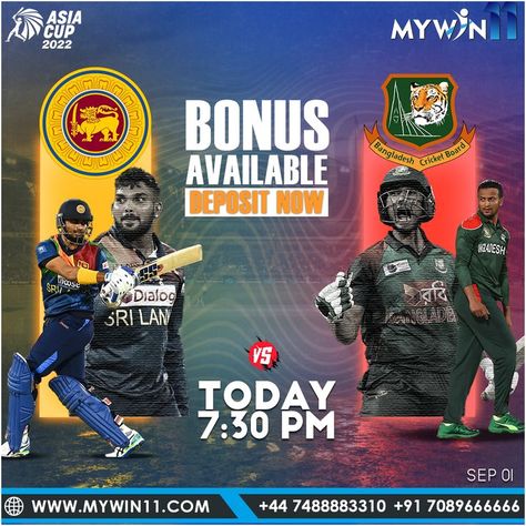 Predict Todays match and win on Srilanka vs Bangladesh 🟧 ALL MATCHES AVAILABLE GET YOUR ID NOW 🟧Join Now : www.mywin11.com ✅ GET 🆔 FOR FREE ✅ UPTO 10% REAL CASH ✅ 4000+ GAMES 🎰 ✅ 24/7 CUSTOMER SUPPORT 📢 WhatsApp: https://wa.me/+917089666666 #Srilanka #bangladesh #SLvsBAN #BANvsSL #SLvBAN #BANvSL #casinoindia #bettingid #betting #bettingtips #onlinebetting #baccart #cricketlovers #cricketfans #casinofan #cricket #cricketchallenge #ODI #cricketnews #cricketlovers #footballchallenge Decent Wallpapers, Asia Cup, Cricket Match, Cricket News, Social Media Design Graphics, Post Design, Team Building, Social Media Design, Sri Lanka