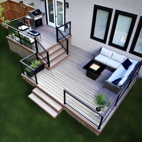 Are you looking for a maintenance-free deck solution in Winnipeg Manitoba? Blue Chip Decks offers Trex Composite & Wolf PVC decking options! Small Backyard Decks, Deck Remodel, Deck And Patio, Deck Layout, Pvc Decking, Patio Deck Designs, Outdoor Patio Designs, Deck Designs Backyard, Backyard Renovations