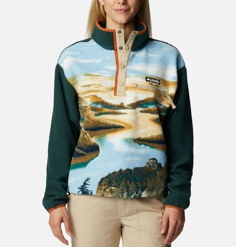 Crafted of soft Sherpa fleece, this cropped half-snap pullover is cozy and stylish all at once. Fleece Pullover Outfit, Mountain Scape, Pullovers Outfit, Sherpa Pullover, Pullover Outfit, Cozy Pullover, Columbia Sportswear, Parka, Columbia