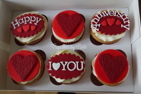 P1070114 | by Cupcakes by Beth Cupcakes For Anniversary Love, Happy Birthday Cakes For Him, Birthday Cupcakes Ideas For Boyfriend, Valentines Biscuits, Anniversary Cupcakes, Anniversary Cake Designs, Alphabet Cake, Holiday Snack, Cake For Boyfriend