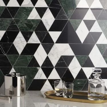 Green Tiles & Mosaics- Green Subway Tile, Glass, Mosaic & More Marble Mosaic Floor, Green Subway Tile, Ivy Hill Tile, Colourful Tile, Dark Furniture, Marble Mosaic Tiles, Stone Surface, Mosaic Flooring, Green Tile