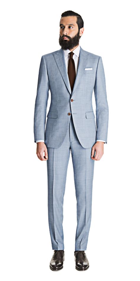 elImage Classic Suits For Men, Fitted Suits, Groom Suite, Classic Suits, African Wear For Men, Sharkskin Suit, Light Blue Suit, Blue Suit Men, Beige Suits