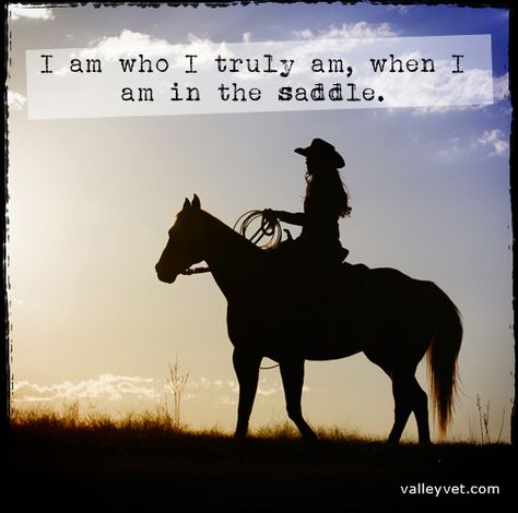 I am who I truly am, when I am in the saddle. ValleyVet.com Aesthetic Horse Riding, Rodeo Quotes, Equine Quotes, Horse Riding Aesthetic, Inspirational Horse Quotes, Horse Riding Quotes, Equestrian Quotes, Racing Quotes, Cowgirl Quotes