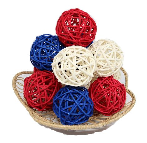 Thailands Gifts : Small Blue White Red Rattan Ball Wicker Balls DIY Vase And Bowl Filler Ornament Decorative Spheres Balls Perfect For Decoration On Any Occasion 22.5 inch 12 Pcs. * Be sure to check out this awesome product-affiliate link. #christmasdecorations Fourth Of July Centerpieces, Decorative Balls, Decorative Spheres, Patriotic Stars, Star Decorations, Bowl Fillers, Delicate Details, Star Shape, Fourth Of July