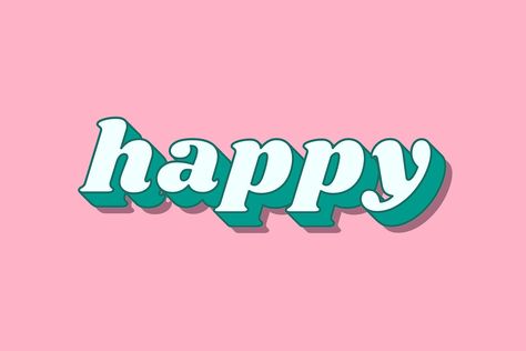 Retro bold font happy text shadow typography | free image by rawpixel.com / Namcha Kitchen Graphics, Shadow Typography, Happy Text, 70’s Aesthetic, Cute Typography, Sticker Aesthetic, Pink 3d, Scrapbook Printing, Free Illustration Images