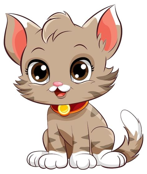 Clip Art Of Cat, Cats Cartoon Drawing, Cat Clipart Cute, Chat Cartoon, Cat Cartoon Drawing, Cat Cartoon Cute, Cute Cartoon Art, Vector Cartoon Characters, Chat Illustration