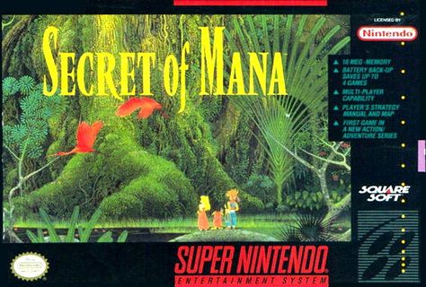 Secret of Mana Secret Of Mana, Super Nintendo Games, Strategy Map, Virtual Boy, Nintendo Entertainment System, Nintendo Game, How To Make Box, Retro Video Games, Game Boy