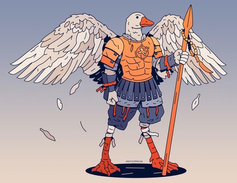 Goose Dnd Character, Goose Aarakocra, Seagull Aarakocra, Aarakocra Paladin, Dnd Duck, 1920s Character, D&d Online, Npc Ideas, Dnd Races