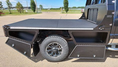 Flat Bed Ideas, Diy Flatbed Truck Plans, Truck Flatbed Ideas, Flatbed Tool Box Ideas, Custom Flatbed Truck Beds, Ford Ranger Flatbed, Pickup Flatbeds, Flat Bed Truck Ideas, F250 Flatbed