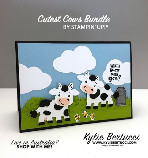 Stampin Up Cow Punch, Stampin Up Cutest Cows Bundle, Stampinup Cutest Cows, Stampin Up 2024 Mini Catalog Cards, Stampin Up January April 2024, Su Cutest Cows, Stampin Up Kidding Around, Stampin Up Cow Cards, New Stampin Up Cards 2023-2024