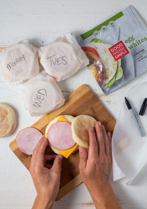 make Ahead Egg White Patty Freezer Breakfast Sandwiches Egg White Meal Prep, White Patty, Quick Easy Breakfast Ideas, Avocado Breakfast Sandwich, Egg White Breakfast, White Recipes, Oatmeal In A Jar, Breakfast Nachos, Egg White Recipes