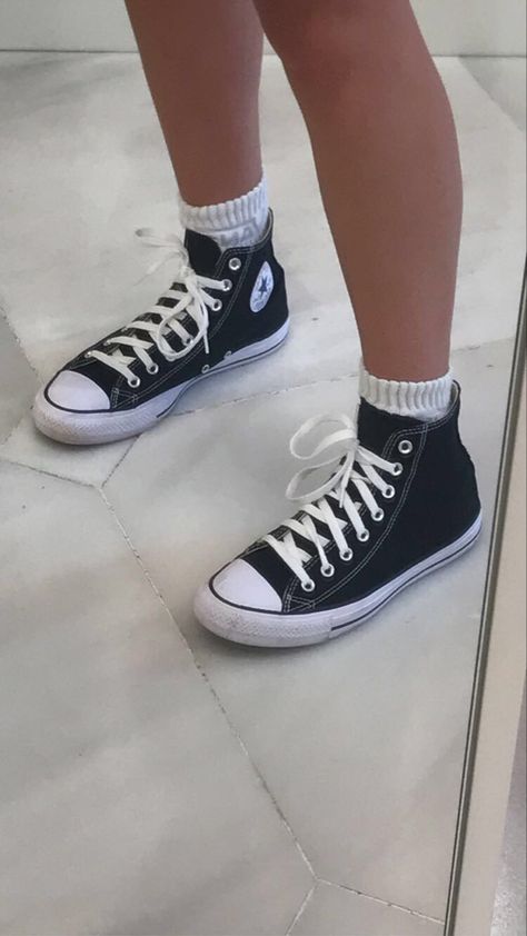 Knee High Converse, High Converse, Converse Aesthetic, Shoe Pics, Sneakers And Socks, Lee Know Stray Kids, Black Converse, Fake Pictures, Aesthetic Shoes