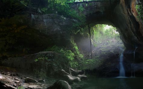 Wallpaper Background Ideas, Fantasy Waterfall, Aquarium Inspiration, Aquarium Art, Anime Places, Woods Forest, Alien Concept, Cave In, Background Ideas