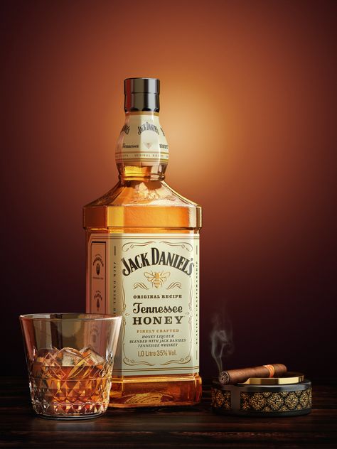 3D Product Visualization - JACK DANIEL'S HONEY on Behance Jack Daniels Drinks, Jack Daniels Honey, Hard Drinks, Jack Daniel's Tennessee Whiskey, Tennessee Honey, Aesthetic Health, Tattoo Health, Whisky Bar, Whiskey Drinks