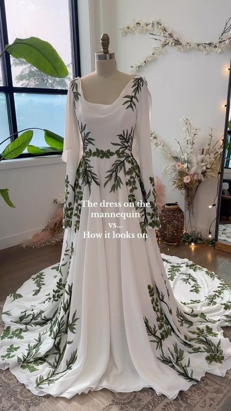 OLIVE, she is the moment 🌿✨ • • #bridetobe #weddingdress #nontraditionalwedding #bridal #bridaldress #ISaidYes #Engaged… | Instagram Cannibus Wedding, Flora And Lane, December Wedding Dresses, Ritual Clothing, She Is The Moment, Nerdy Wedding, Forest Theme Wedding, Pretty Wedding Dresses, December Wedding