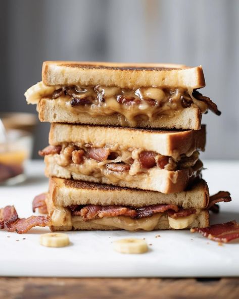 Elvis Presley Sandwich Recipe (Peanut Butter Banana & Bacon) - Pantry & Larder Elvis Sandwich Peanut Butter Banana, Elvis Peanut Butter And Banana Sandwich, Banana Pepper Sandwich, Bird Dog Sandwich, Elvis Presley Sandwich, Elvis Sandwich, Banana Bacon, Pantry Larder, Pepper Sandwich