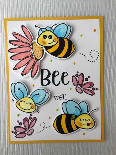 Whimsey Stamps, Ladybug Cards, Bee Stamp, Teachers Day Card, Bee Designs, Mandala Art Therapy, Honey Bee Stamps, Bee Cards, Stamping Ideas