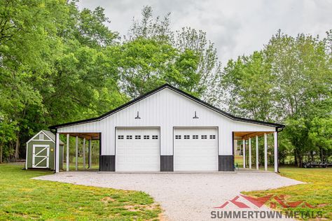 Summertown Metals – Building Type – Residential Garages Metal Shop Building 30x40, 30x40 Garage, 30x40 Pole Barn, Barn Shop Ideas, Summertown Metals, Metal Shop Building, Post Frame Construction, Kennel Ideas, Barndominium House