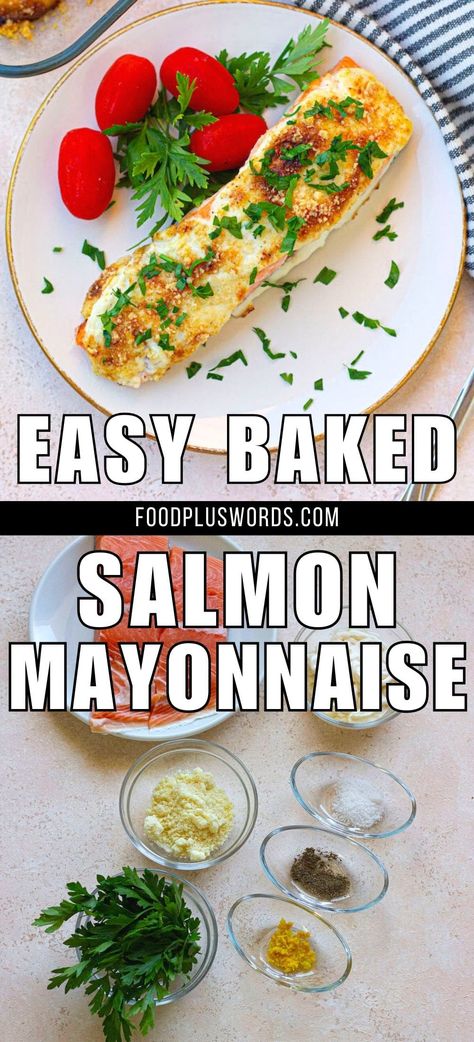 Looking for a new way to enjoy salmon? Try this baked salmon mayonnaise recipe. It's a delightful twist on traditional salmon recipes. The creamy mayo pairs perfectly with the salmon's natural flavors, making it a standout choice for healthy dinners. Explore the goodness of this dish and elevate your seafood game.rn Baked Salmon With Mayonnaise, Baked Salmon Salad, Salmon Mayo Recipes Baked, Salmon With Mayonnaise, Salmon Mayonnaise, Baked Salmon With Mayo, Mayo Salmon, Best Baked Salmon, Salmon Toppings