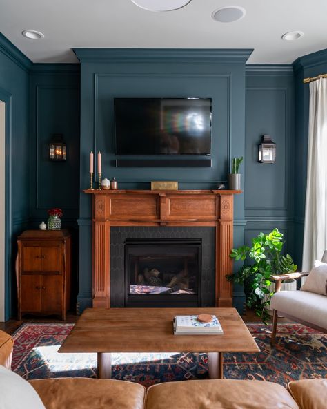 Victorian Living Room — Renovation Husbands Renovation Husbands, Blue Green Kitchen, Cowboy Room, Dark Dining Room, Victorian Living Room, Living Room Renovation, Modern Victorian, Princess Room, Dark Walls