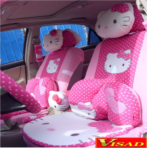 ☆ Hello Kitty Car Accessories, Kitty Style, Pink Car Accessories, Hello Kitty Car, Images Hello Kitty, Car Seat Reviews, Hello Kitty House, Fantasy Cars, Hello Kitty Aesthetic