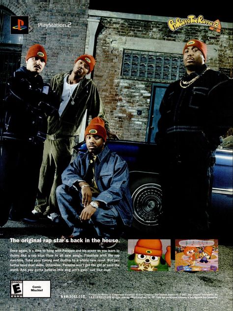 PaRappa the Rapper 2 (2001) Video Game on the PlayStation 2 advertisement featured in SPIN magazine Playstation 2 Ads 2000s, Retro Video Game Ads, 2000s Video Game Ads, Old Playstation Ads, Playstation Ads 2000s, Parappa The Rapper Poster, Playstation 2 Ads, Playstation Advertising, Playstation 2 Aesthetic