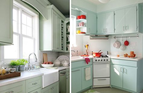 mint-kitchens-belfast-and-c Kitchen Ideas Turquoise, Teal Kitchen Ideas, Tiny Kitchen Remodel, Turquoise Kitchen Decor, Tiny Kitchen Design, Kitchen Remodel Countertops, Diy Kitchen Backsplash, Teal Kitchen, Budget Kitchen Remodel