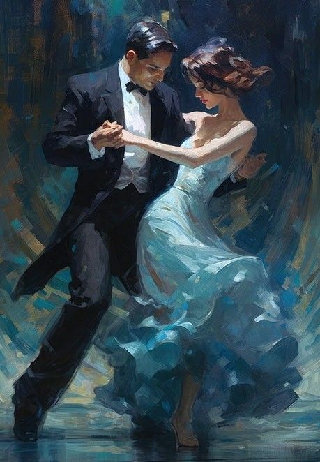 Couple Ballroom Dancing, Couple Dancing Drawing, Soul Dancing, Fantasy Romance Art, Dancing Drawing, Dancer Drawing, Tango Dancers, Dancers Art, Dance Paintings