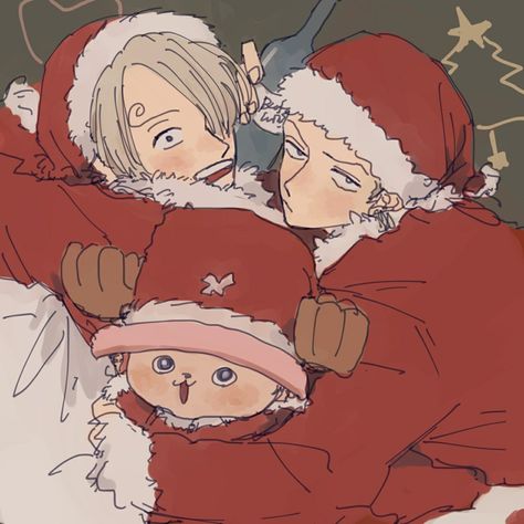 Merry Christmas, Santa Claus, outfits, Zoro, Sanji, Chopper, yaoi, ZoSan, booze, presents, bag; One Piece Merry Christmas Meme, Zoro Chopper, Sanji Zoro, Tony Tony Chopper, One Piece Man, Christmas Memes, One Piece Crew, Santa Outfit, One Piece Ship