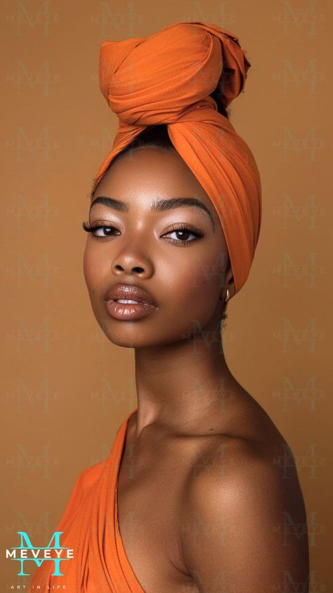 Head Wrap Photoshoot, African Woman With Headwrap, Black Woman Head Wrap, Dc Drawings, Powerful Black Women, Scarves Ideas, Headwrap Tutorial, Paint Projects, Turban Headwrap