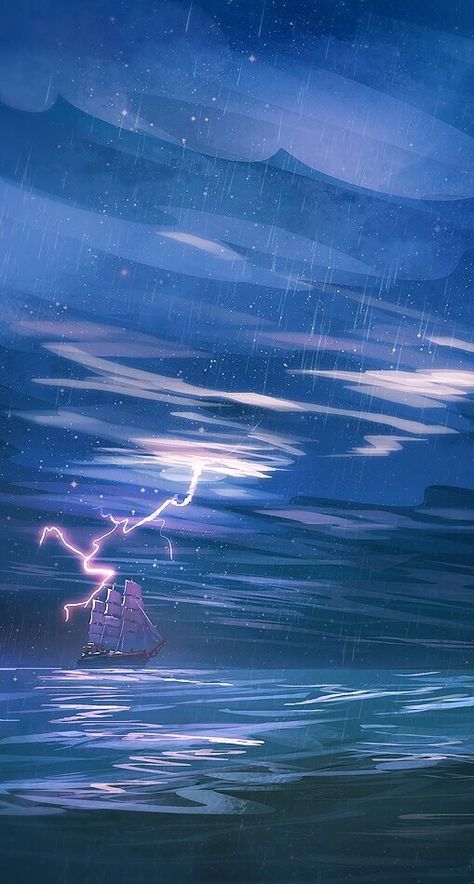 Fluffy Art, Infinity Wallpaper, Blue Photos, Sea Storm, الفن الرقمي, Stormy Seas, Lightning Rod, Digital Art Design, Environmental Art