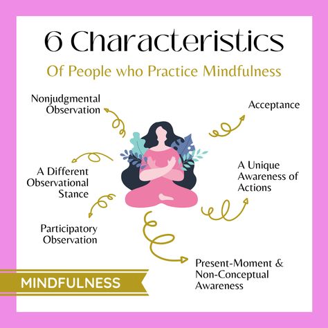 DISCOVER 6 CHARACTERISTICS OF PEOPLE WHO PRACTICE MINDFULNESS: 🔹 Nonjudgmental Observation 🔹 Acceptance 🔹 A Different Observational Stance 🔹 A Unique Awareness of Actions 🔹 Participatory Observation 🔹 Present-Moment & Non-Conceptual Awareness #coaching #observation #action #acceptance #minfulness Characteristics Of People, Practice Mindfulness, Positive Change, Coaching, Mindfulness, Education, In This Moment