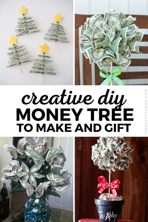 Folded Money Christmas Tree, Money Trees Ideas, Diy Money Tree For Wedding, Dollar Tree Money Gift Ideas, Money Tree Ideas Christmas, Money Christmas Tree Dollar Bills, How To Make A Money Tree, Gift Card Tree Ideas Diy, Unique Ways To Give Money As A Gift