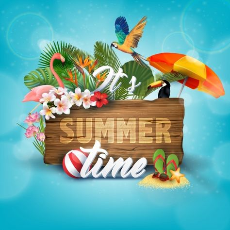 Summer Time Backgrounds, Summer Logo Design, Summertime Pictures, Vacation Wallpaper, Time Background, Rosas Vector, Summer Elements, Background Tree, Summer Juice