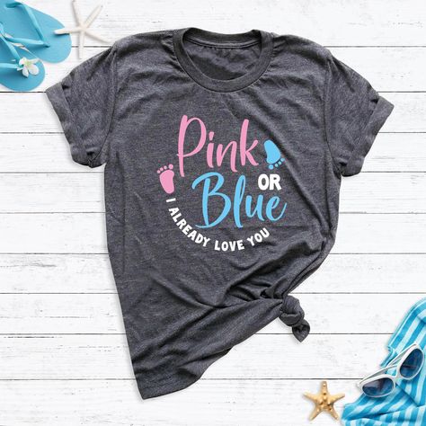 Baby Reveal Shirt, Baby Shower Shirts, Baby Announcement Shirts, Gender Reveal Shirts, Blue Shirts, Handmade Shirts, Baby Shower Outfit, Pregnancy Announcement Shirt, Pink Or Blue