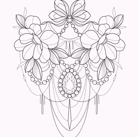 Girly Tattoo Flash, Girly Tattoo Ideas, Lace Shoulder Tattoo, Tatts Ideas, Mandala Thigh Tattoo, Chest Tattoo Stencils, Girly Tattoo, Art Deco Tattoo, Floral Mandala Tattoo