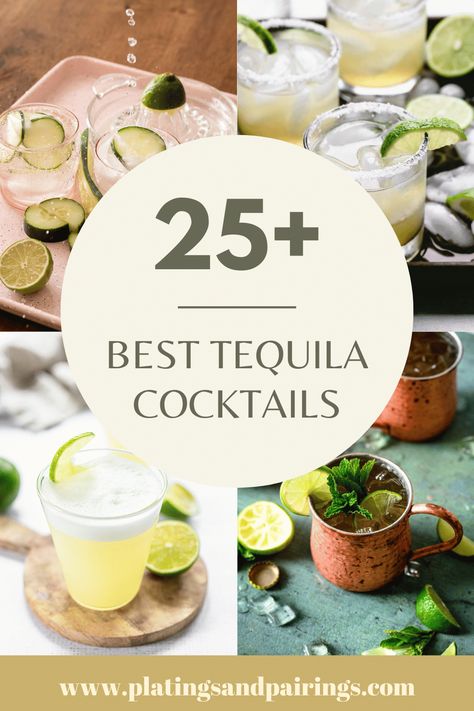 Wondering what the best tequila cocktails are? It's not just all about the Margarita. There are so many delicious cocktails to choose from. Here are 25+ great tequila drinks to choose from. Tequila Cocktails Aesthetic, Signature Wedding Drinks Tequila, Blanco Tequila Cocktails, Tequila Soda, Tequila Tasting, Martinis Drinks, Spicy Cocktail, Citrus Cocktails, Wedding Signature Drinks