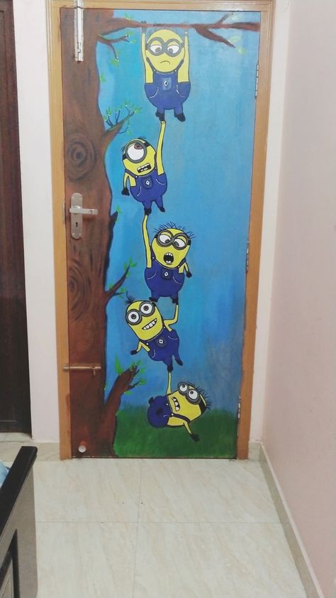 Bedroom door painting Cute Closet Door Painting Ideas, Room Door Painting Ideas, Painting Door Ideas Bedrooms, Door Paint Design, Door Art Bedroom Paint, Bedroom Door Painting, Door Art Bedroom, Door Painting Ideas Bedroom, Door Painting Ideas