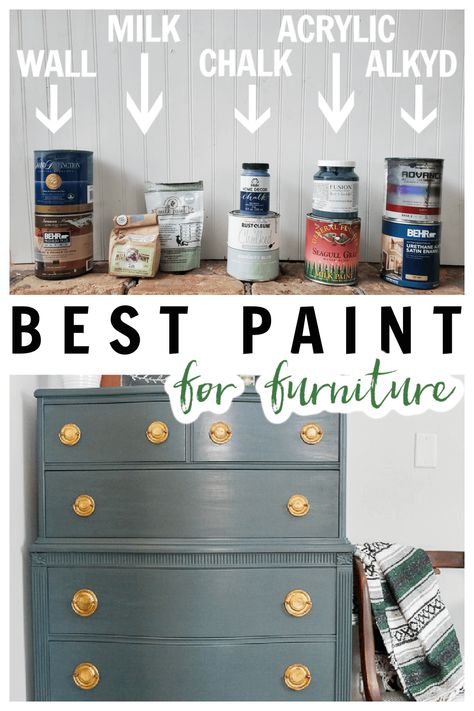 Best Type of Paint for Furniture - Refresh Living Navy Painted Furniture Ideas, Chalk Paint Alternatives, Peacock Blue Painted Furniture, Paint Wood Furniture Ideas, Best Milk Paint For Furniture, Steps To Painting Furniture, Alkyd Paint Furniture, Redoing Furniture With Chalk Paint, Diy Refinishing Furniture Wood