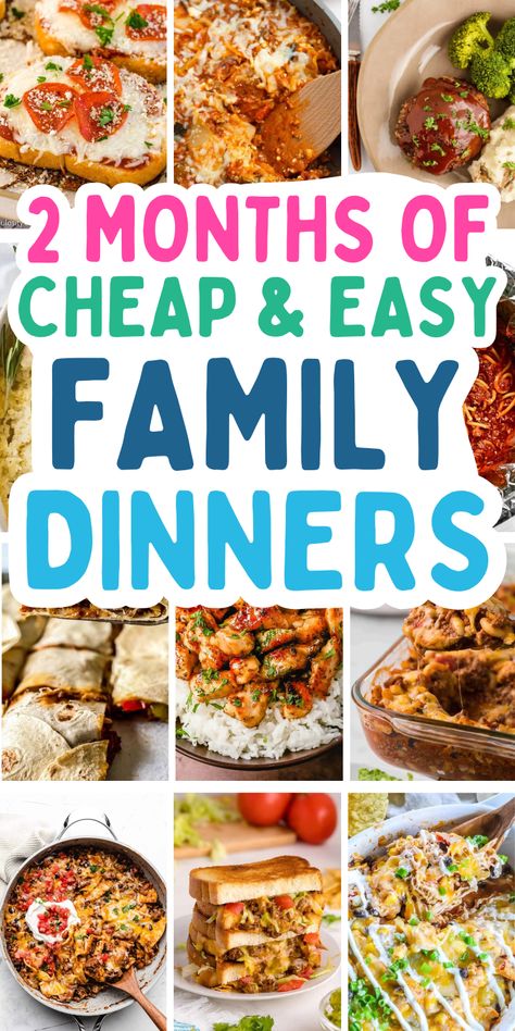 Cheap homemade dinners for a family on a budget, with healthy chicken and casserole recipes, crockpot pasta meals, and kid-friendly easy ground beef skillet dinners so your groceries budget stays affordable. Cheap Meals On A Budget, Cheap Healthy Dinners, Cheap Family Dinners, Easy Cheap Meals, Struggle Meals, Dirt Cheap Meals, Budget Dinners, Cheap Meal Plans, Cheap And Easy Meals