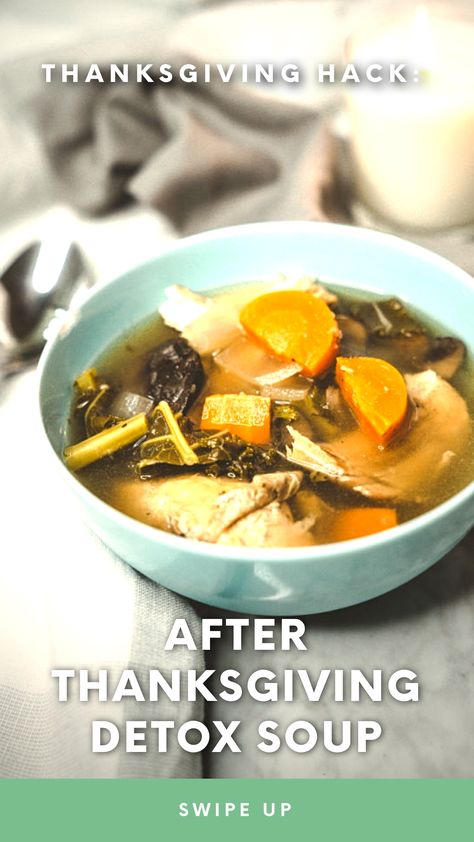 Thanksgiving has come and gone. And now you’re left with a ton of leftovers piled high in your refrigerator. Since the holidays are notoriously packed with unhealthy foods, drinks & treats, why not use your leftovers to make a healthy dish that helps reboot your body? #thanksgiving #recipe #leftovers #detox #soup #turkey #easyrecipe #healthyrecipe #fall #autumn #2020 #comfortfood #cooking #hacks Thanksgiving Detox, Soup Turkey, Thanksgiving Recipe, Turkey Soup, Healthier Choices, Detox Soup, Thanksgiving Leftovers, Cooking Hacks, Healthy Detox