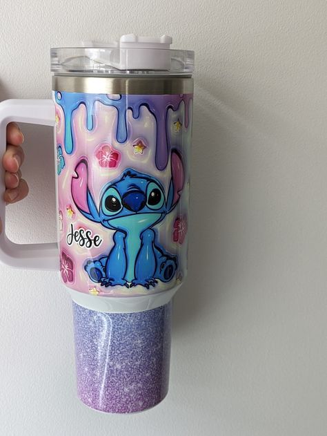 Stitch Stanley-like Tumbler - Etsy Stitch Cups, Stitch Merchandise, Stitch Things, Stitch Cake, Stitch Stuff, Custom Stanley, Stanley Cups, Night Cap, Feminine Tattoos