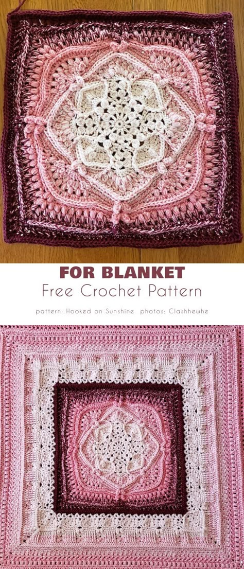 Crochet Blanket Diagram Patterns, Motif Blanket Crochet, 12 In Crochet Squares Patterns Free, Pretty Crochet Squares, Afghan Blocks Crochet, Crochet Squares Afghan Blanket Patterns, Free Crochet Granny Square Blanket Patterns, Crochet Square Motifs Free Pattern, 3d Granny Square Crochet Pattern