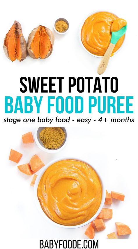 Sweet Potatoes For Baby, Stage 1 Baby Food, Rainbow Diet, Sweet Potato Baby Food, Baby Food Puree, Food For Babies, Mild Curry, Sweet Potato Benefits, 6 Month Baby Food